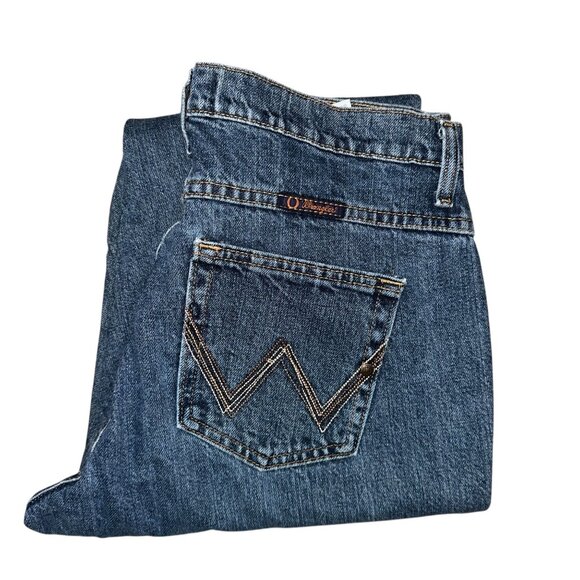 Wrangler Denim - Wrangler Straight Leg Juniors Womens Jeans 11 12 32 Medium Wash Pockets Logo